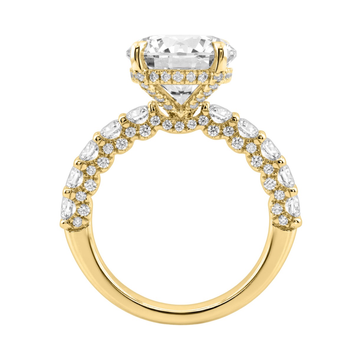 14K Yellow Gold 5 1/2Ct Round Diamond Engagement Ring Women Bridal Wedding Ring 4Ct Round Center Stone (Color F-G -Clarity Vs1/Vs2)