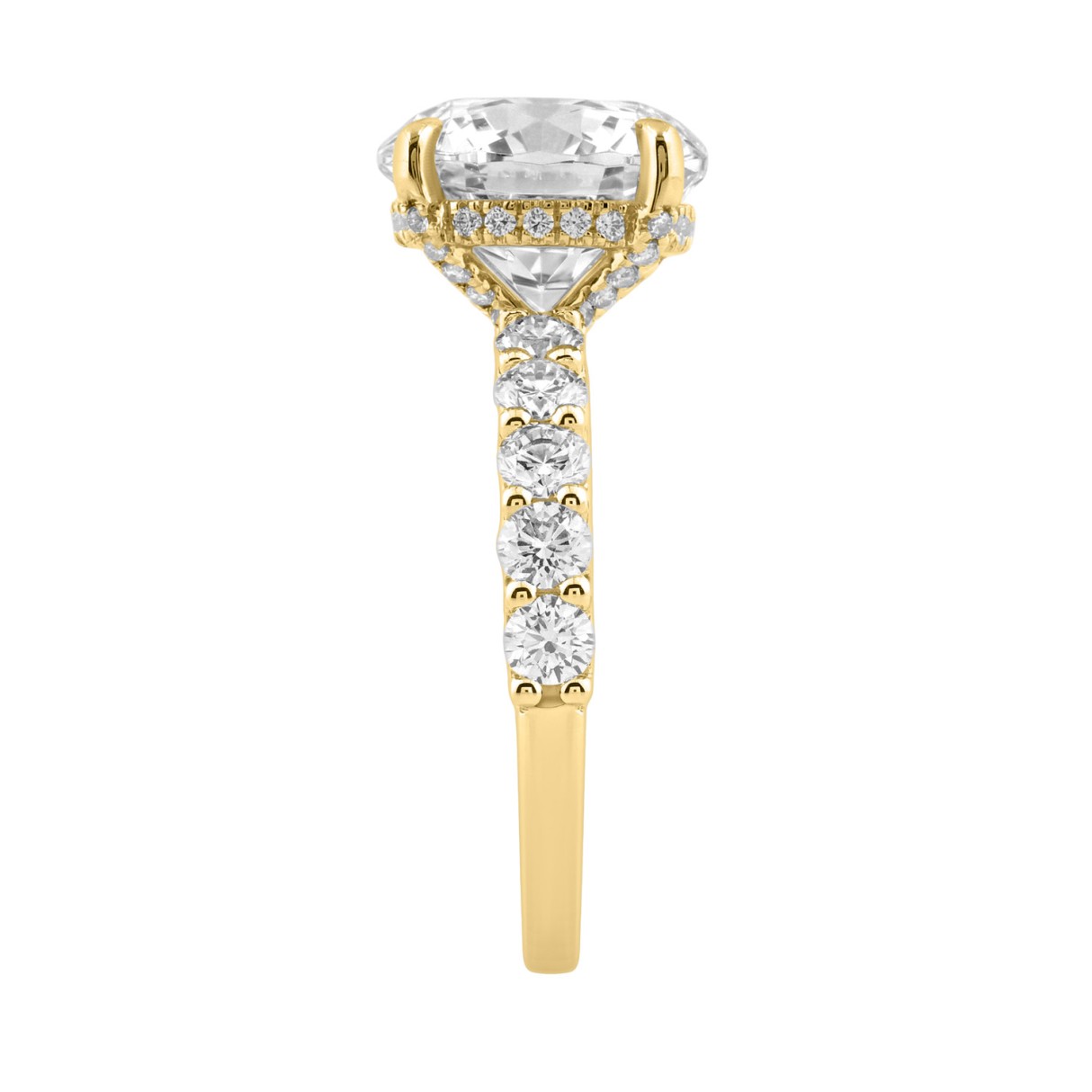 14K Yellow Gold 5 1/2Ct Round Diamond Engagement Ring Women Bridal Wedding Ring 4Ct Round Center Stone (Color F-G -Clarity Vs1/Vs2)