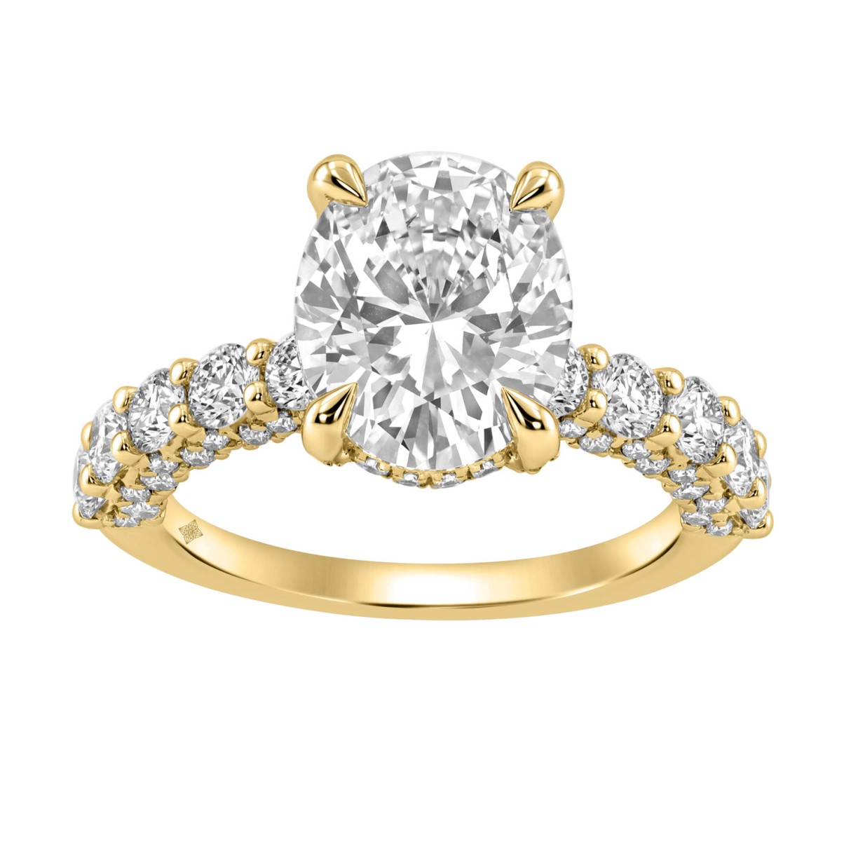 14K Yellow Gold 5 1/2Ct Oval & Round Diamond Engag...