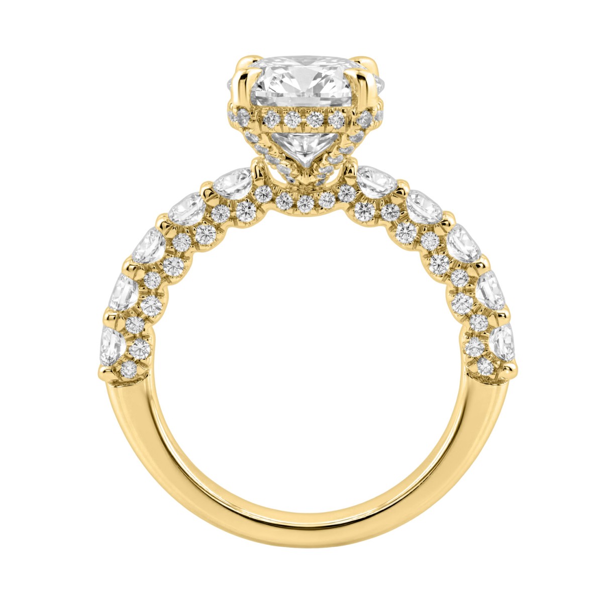 14K Yellow Gold 5 1/2Ct Oval & Round Diamond Engagement Ring Women Bridal Wedding Ring 4Ct Oval Center Stone (Color F-G -Clarity Vs1/Vs2)