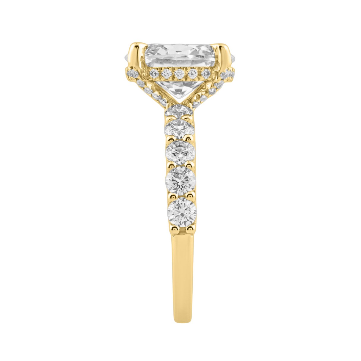 14K Yellow Gold 5 1/2Ct Oval & Round Diamond Engagement Ring Women Bridal Wedding Ring 4Ct Oval Center Stone (Color F-G -Clarity Vs1/Vs2)
