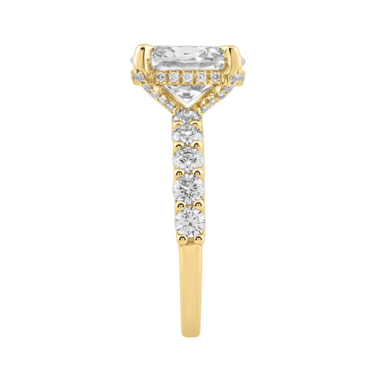 14K Yellow Gold 5 1/2Ct Oval & Round Diamond Engagement Ring Women Bridal Wedding Ring 4Ct Oval Center Stone (Color F-G -Clarity Vs1/Vs2)