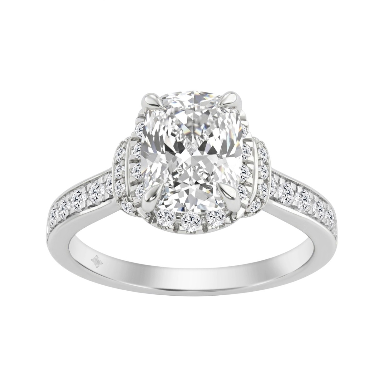 14K White Gold 2 1/2Ct Elongated Cushion Cut Diamo...