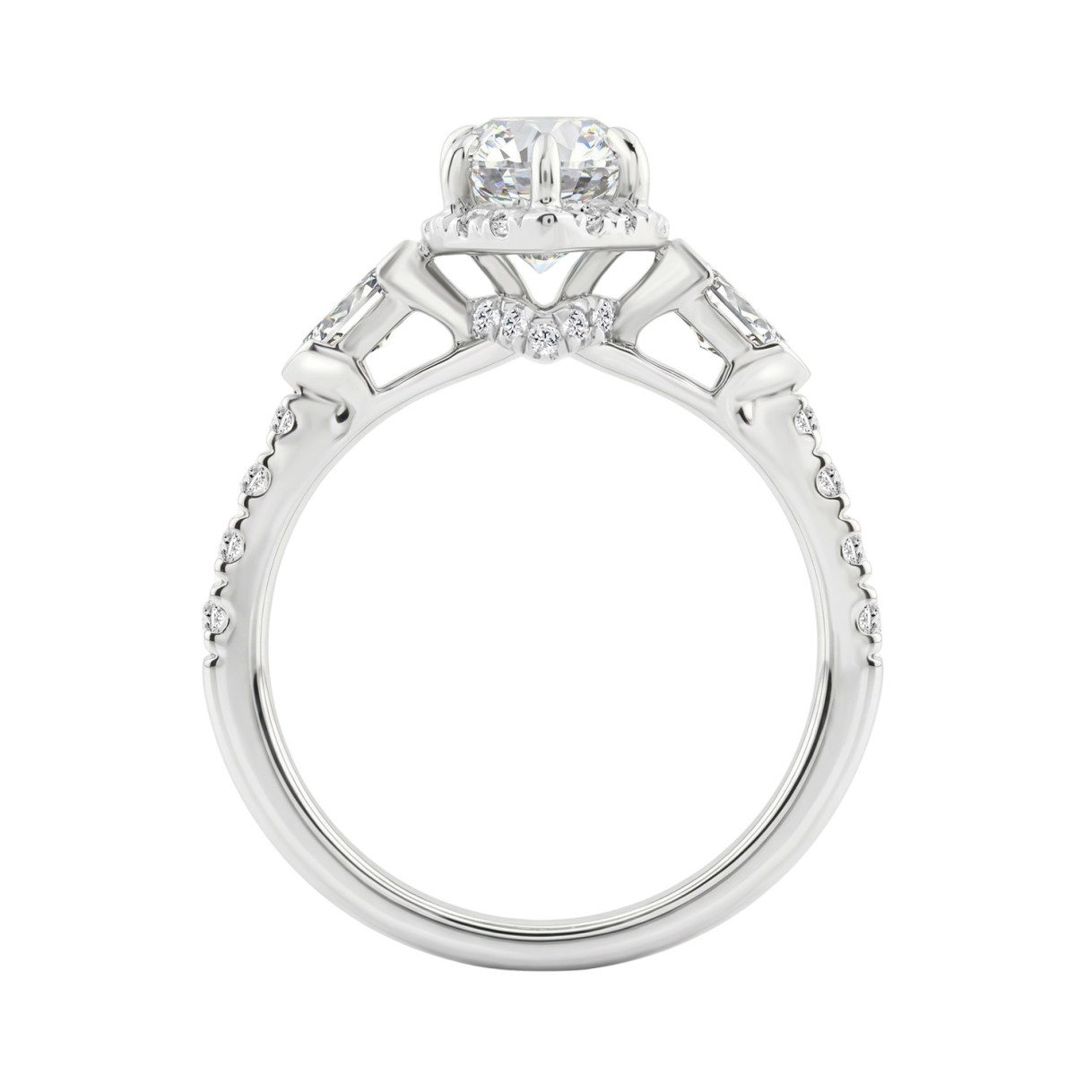 Luxury 14K White Gold 3.00 Ct Marquise, Oval And Round Diamond Halo Bridal Engagement Ring For Women 2Ct Marquise Center Stone (Color F-G -Clarity Vs1/Vs2)