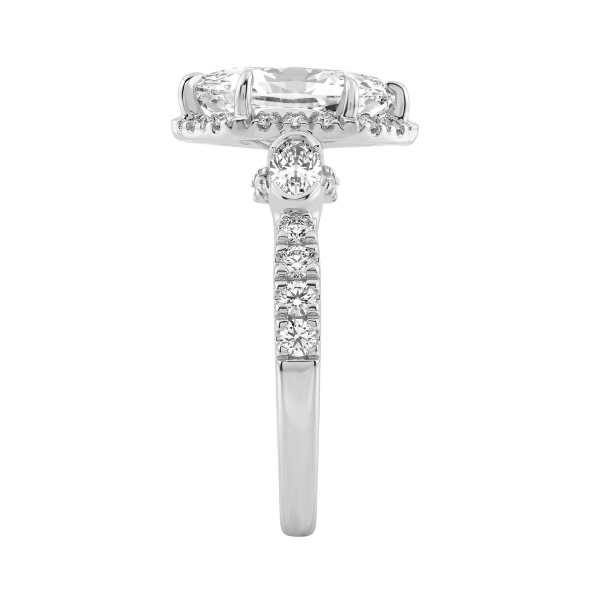 Luxury 14K White Gold 3.00 Ct Marquise, Oval And Round Diamond Halo Bridal Engagement Ring For Women 2Ct Marquise Center Stone (Color F-G -Clarity Vs1/Vs2)