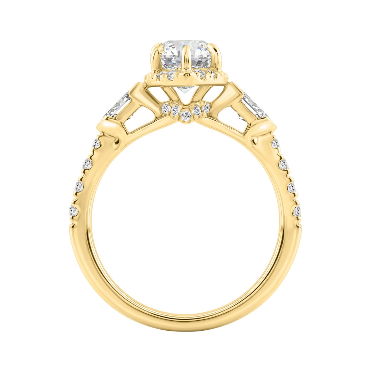 Luxury 14K Yellow Gold 3.00 Ct Marquise, Oval And Round Diamond Halo Bridal Engagement Ring For Women 2Ct Marquise Center Stone (Color F-G -Clarity Vs1/Vs2)