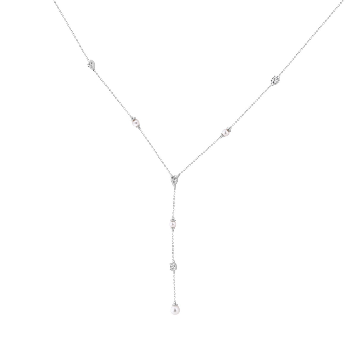 10K White Gold Lab Brown Diamond Necklace 1/2Ct Round Pear Oval Cut Drop Necklace For Ladies, Elegant Modern Jewelry (Color F-G -Clarity Vs1/Vs2)