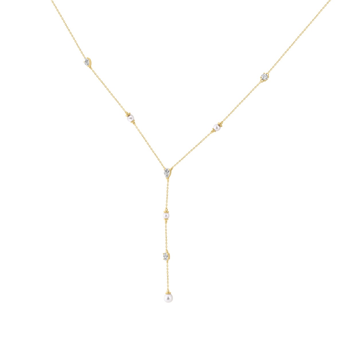 10K Yellow Gold Lab Brown Diamond Necklace 1/2Ct Round Pear Oval Cut Drop Necklace For Ladies, Elegant Modern Jewelry (Color F-G -Clarity Vs1/Vs2)