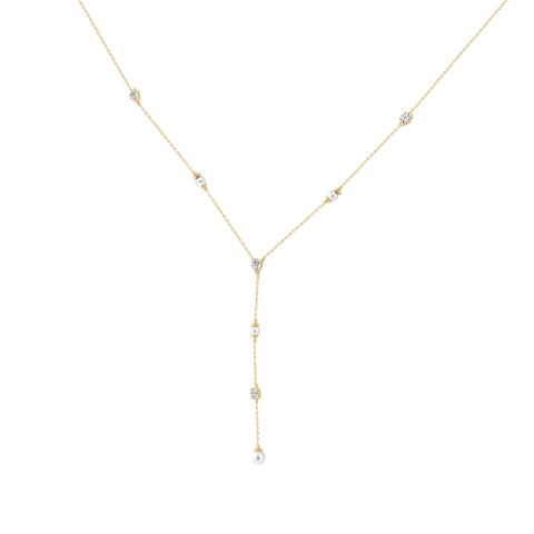 10K Yellow Gold Lab Brown Diamond Necklace 1/2Ct Round Pear Oval Cut Drop Necklace For Ladies, Elegant Modern Jewelry (Color F-G -Clarity Vs1/Vs2)