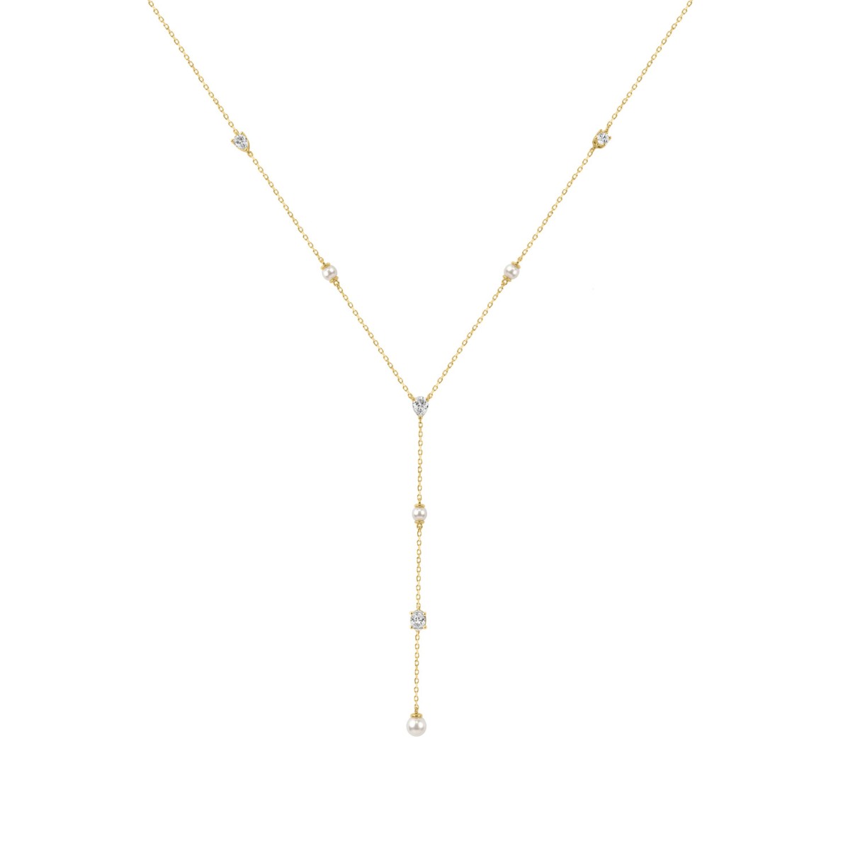 10K Yellow Gold Lab Brown Diamond Necklace 1/2Ct Round Pear Oval Cut Drop Necklace For Ladies, Elegant Modern Jewelry (Color F-G -Clarity Vs1/Vs2)