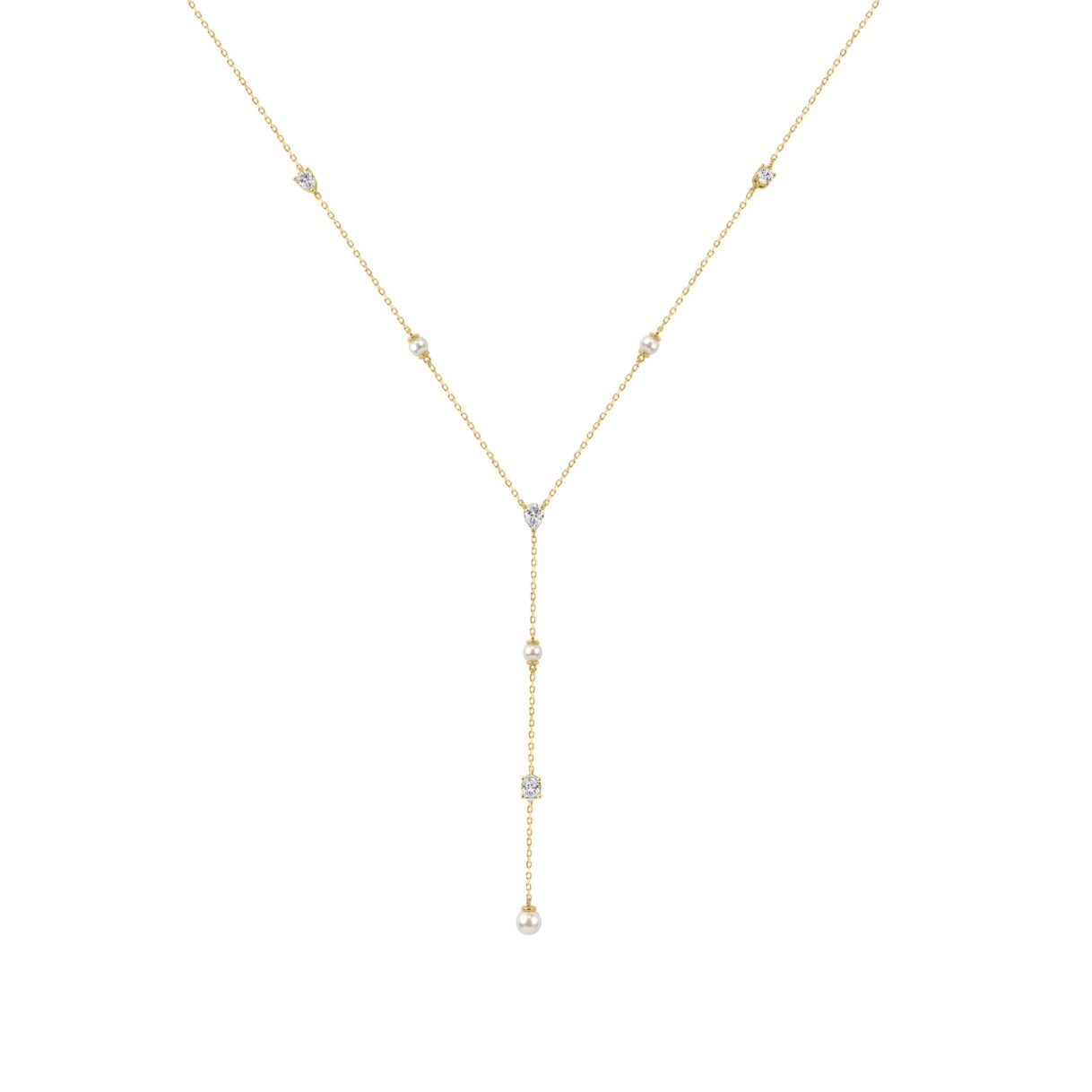 10K Yellow Gold Lab Brown Diamond Necklace 1/2Ct Round Pear Oval Cut Drop Necklace For Ladies, Elegant Modern Jewelry (Color F-G -Clarity Vs1/Vs2)