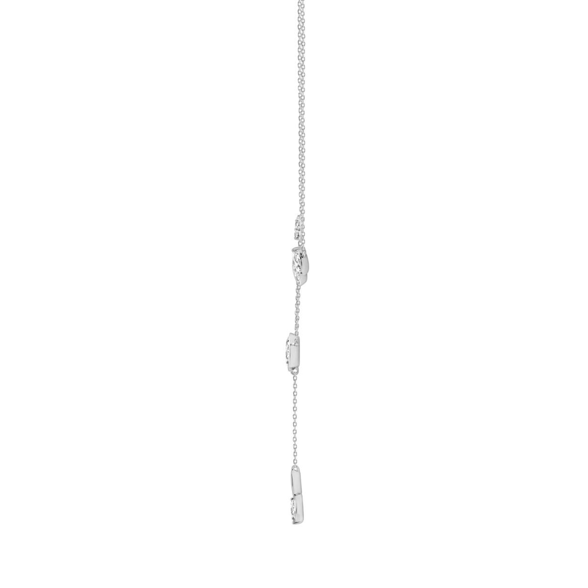 10K White Gold Lab Brown Diamond Necklace 3/4Ct Round & Marquise Drop Necklace For Ladies, Elegant Modern Jewelry (Color F-G -Clarity Vs1/Vs2)