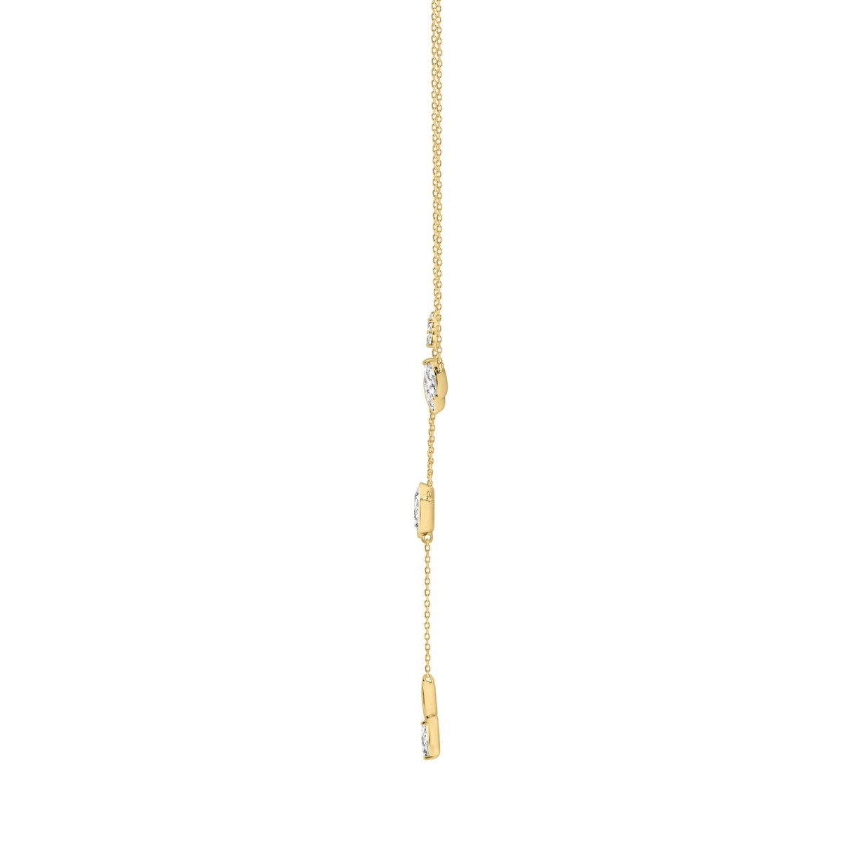 10K Yellow Gold Lab Grown Diamond Necklace 3/4Ct Round & Marquise Drop Necklace For Ladies, Elegant Modern Jewelry (Color F-G -Clarity Vs1/Vs2)