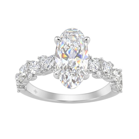 14K White Gold 3.00Ct Diamond Engagement Ring For Women 2.00Ct Elongated Oval Center Stone With Marquise & Round Side Stones, Luxury Bridal Ring (Color F-G -Clarity Vs1/Vs2) 14K White Gold 3.00Ct Diamond Engagement Ring For Women 2.00Ct Elongated Oval Center Stone With Marquise & Round Side Stones, Luxury Bridal Ring (Color F-G -Clarity Vs1/Vs2)