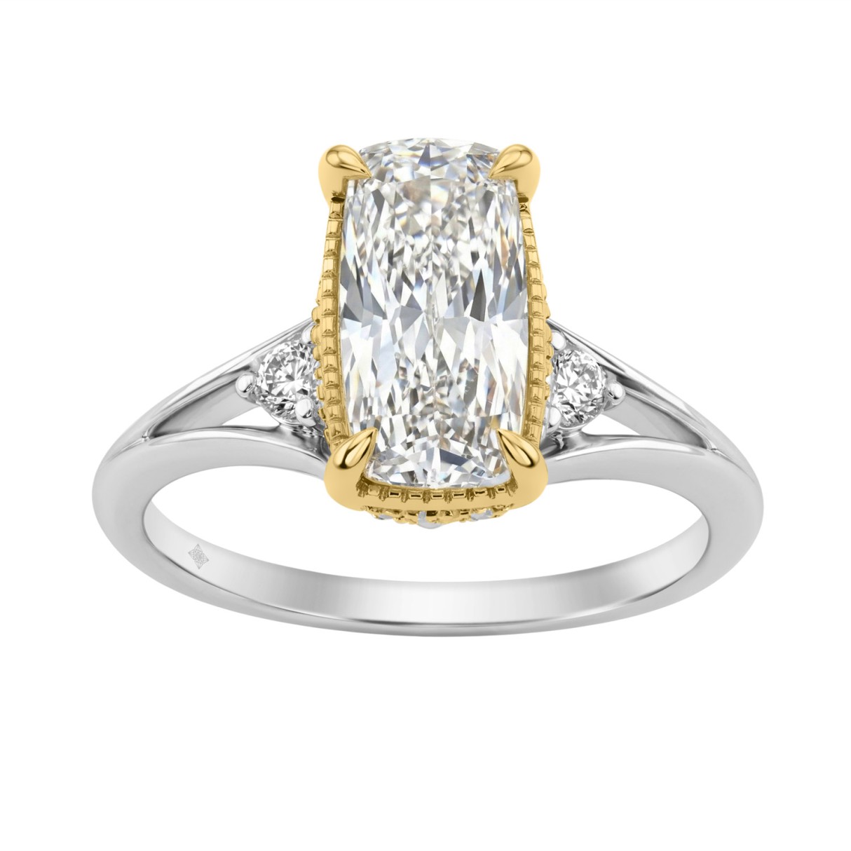 Luxury 14K White/Yellow Gold Diamond Engagement Ri...