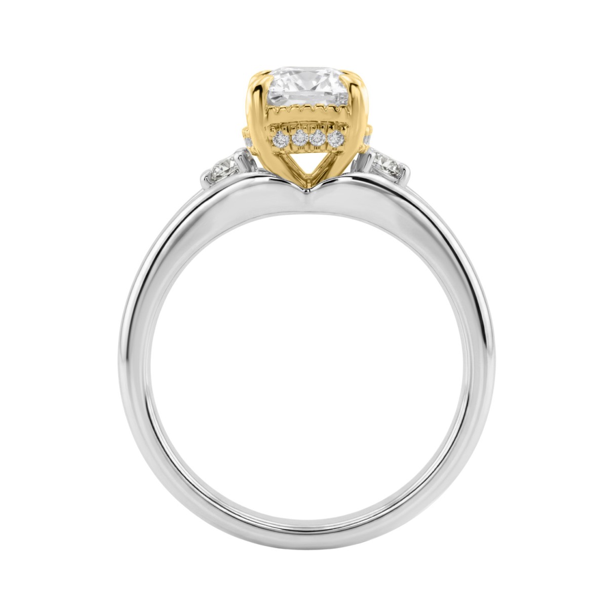 Luxury 14K White/Yellow Gold Diamond Engagement Ring 2 1/4Ct Elongated Cushion Center With Round Side Stones, Women Ring 2Ct Cushion Center Stone (Color F-G -Clarity Vs1/Vs2)