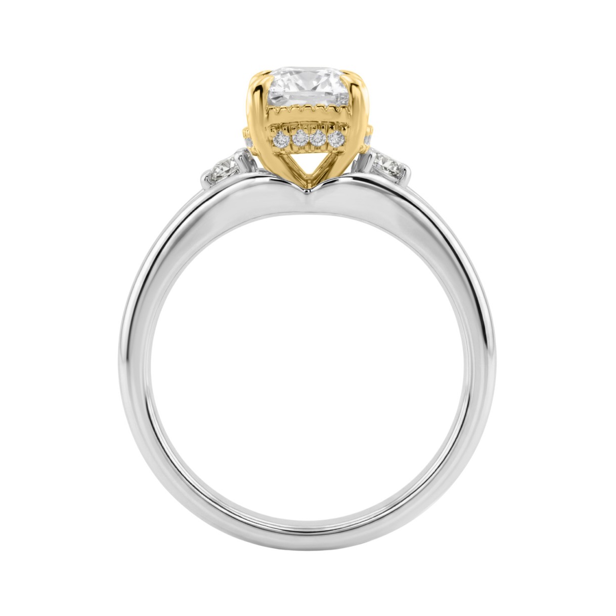 Luxury 14K White/Yellow Gold Diamond Engagement Ring 2 1/4Ct Elongated Cushion Center With Round Side Stones, Women Ring 2Ct Cushion Center Stone (Color F-G -Clarity Vs1/Vs2)
