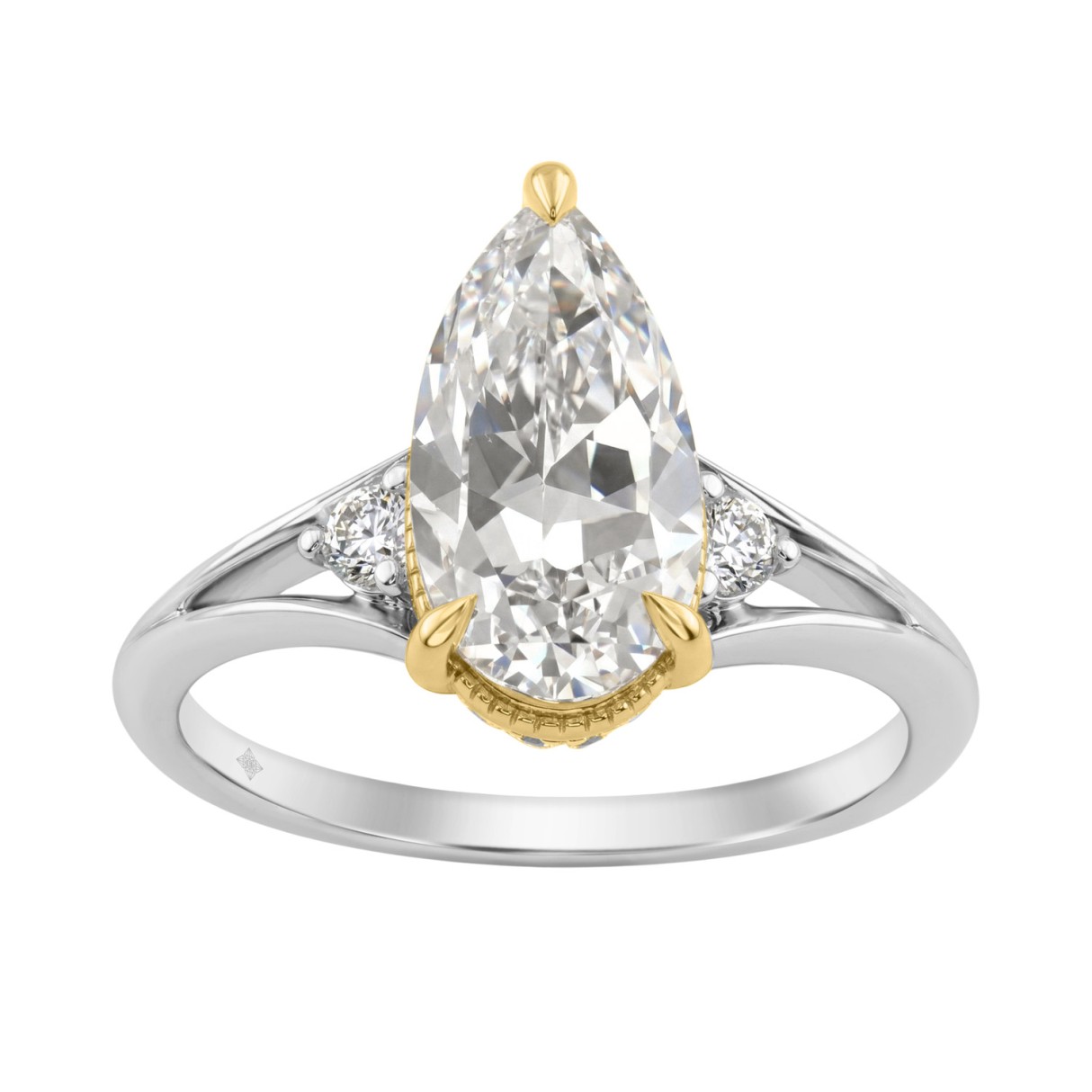 Elegance14K White/Yellow Gold Diamond Engagement R...