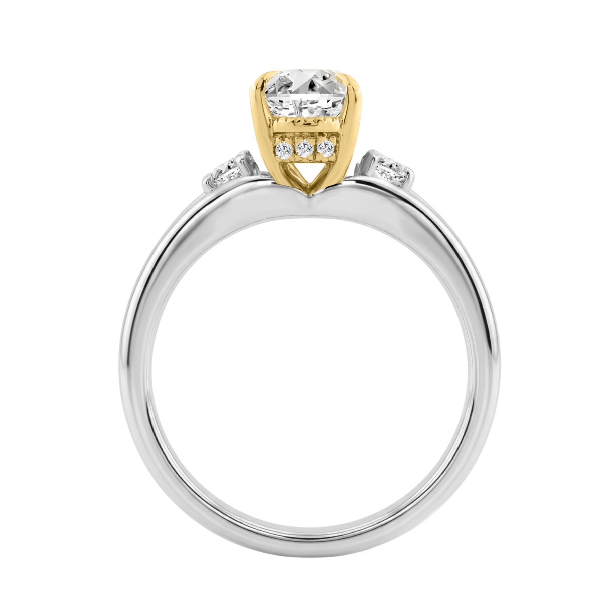 Elegance14K White/Yellow Gold Diamond Engagement Ring 2 1/4Ct Elongated Oval Center With Round Side Stones, Women Ring 2Ct Oval Center Stone (Color F-G -Clarity Vs1/Vs2)