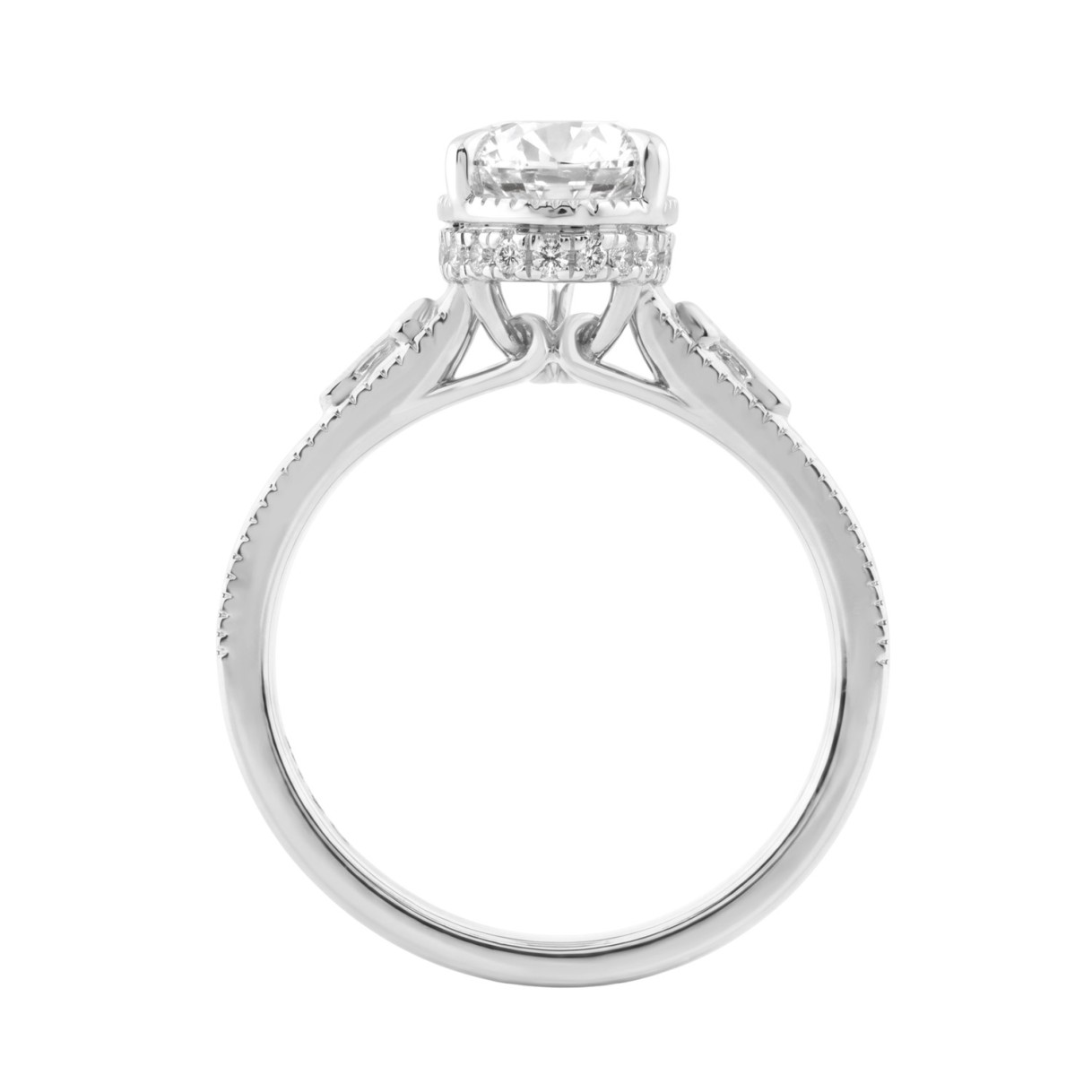 LADIES 14K White Gold 2 1/6Ct Diamond Engagement Ring Elongated Pear Cut Center With Round Side Stones, Elegant Fine Ring 2Ct Pear Center Stone (Color F-G -Clarity Vs1/Vs2)