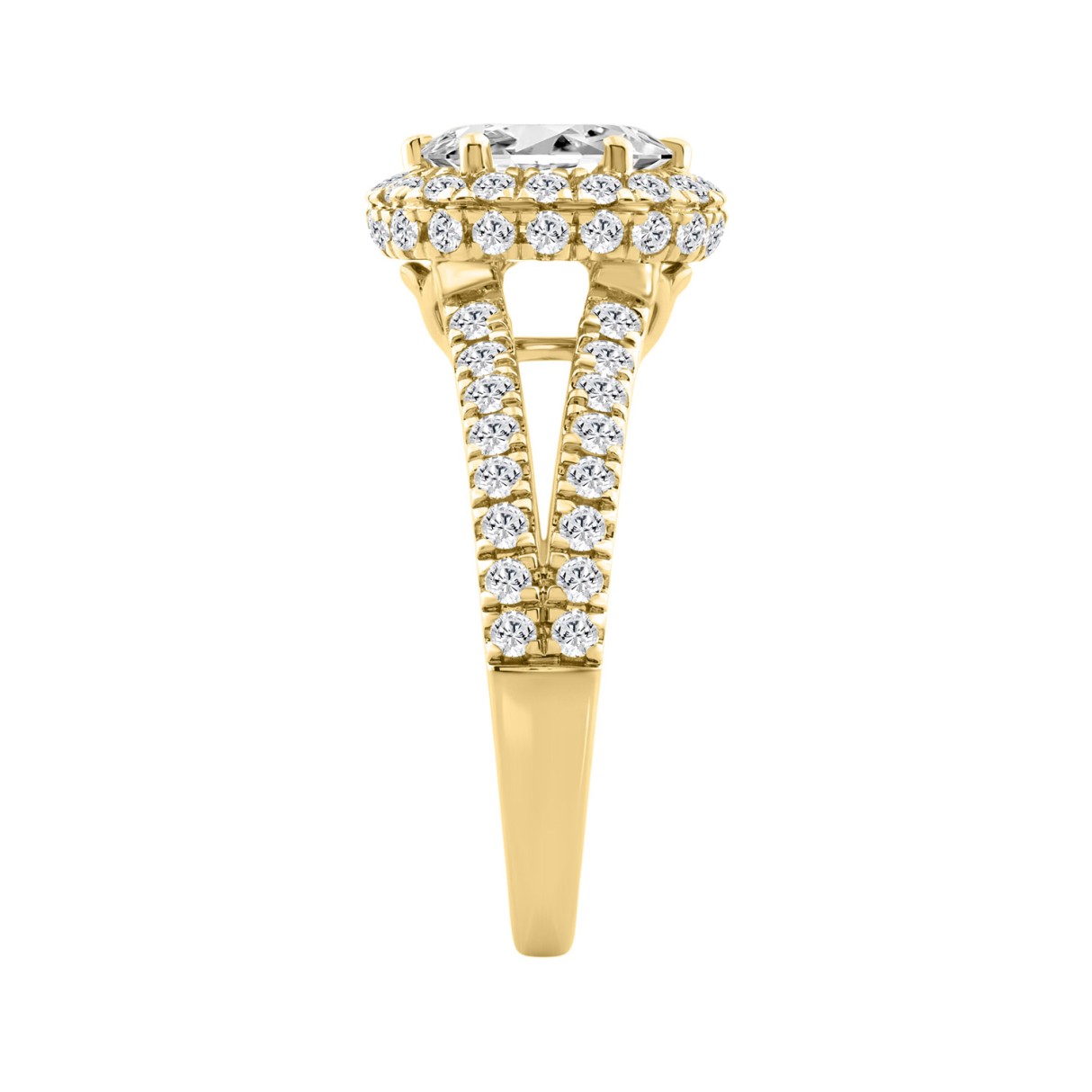 14K Yellow Gold 2.00 Ct Round & Oval Diamond Halo Engagement Ring  1.00 Ct Center Oval Bridal Ring For Women (Color F-G -Clarity Vs1/Vs2)