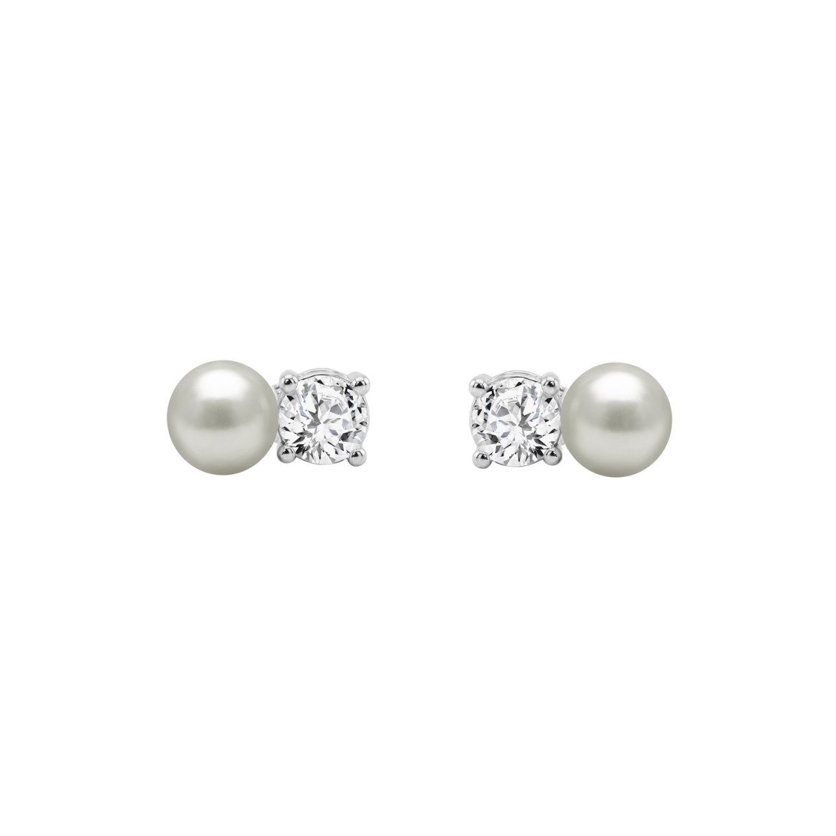 10K WHITE GOLD 1/4CT ROUND DIAMOND PEARL FASHION LADIES EARRINGS  CLASSIC FINE JEWELRY FOR HER (COLOR F-G CLARITY VS1/VS2)