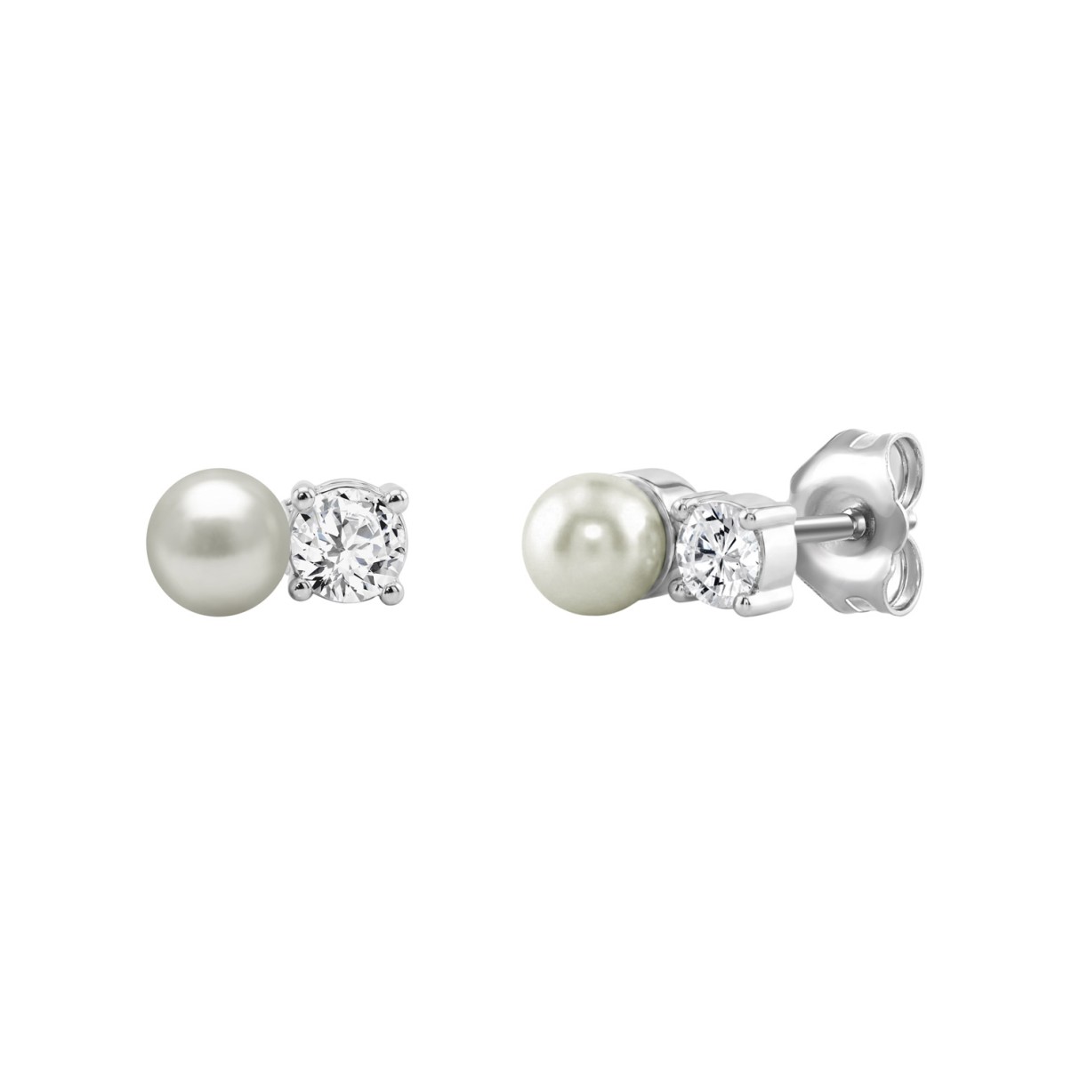 10K White Gold 1/4Ct Round Diamond & Pearl Fashion Ladies Earrings  Classic Fine Jewelry For Her (Color F-G Clarity Vs1/Vs2)