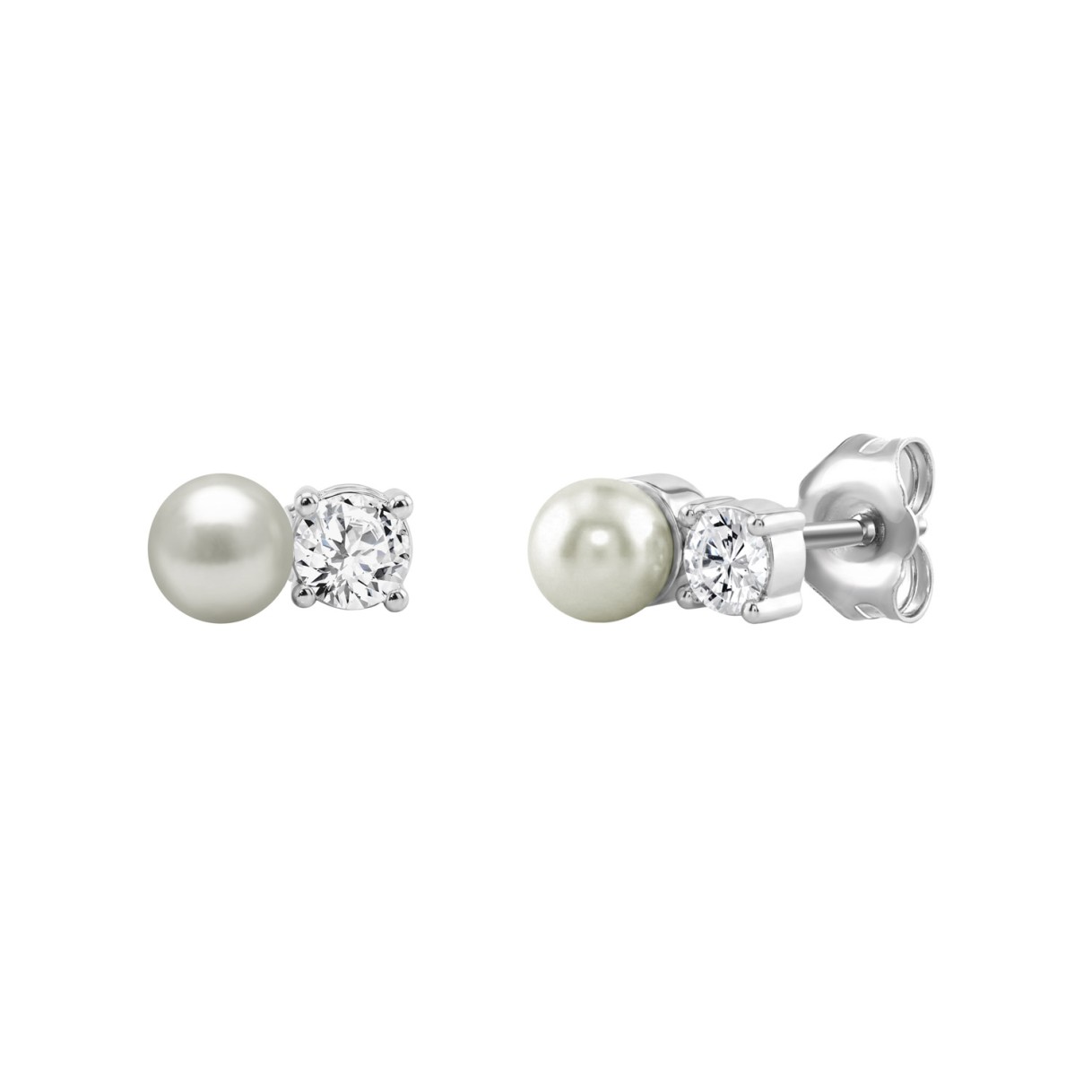 10K WHITE GOLD 1/4CT ROUND DIAMOND PEARL FASHION LADIES EARRINGS  CLASSIC FINE JEWELRY FOR HER (COLOR F-G CLARITY VS1/VS2)