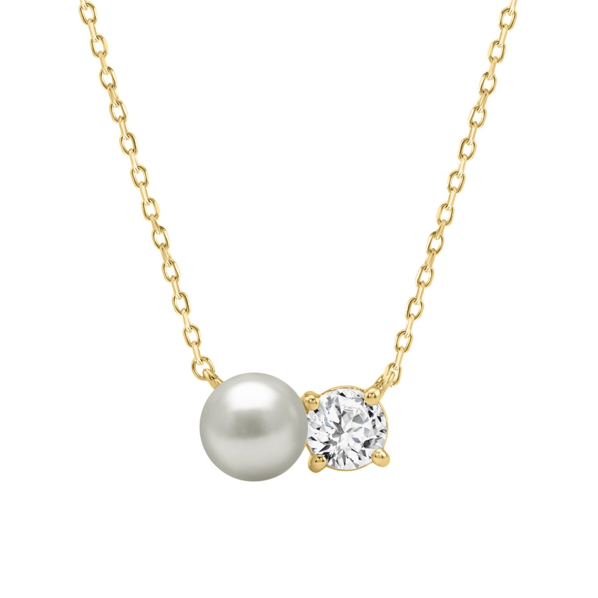 10K Yellow Gold Toi Et Moi Necklace With 1/4Ct Rou...