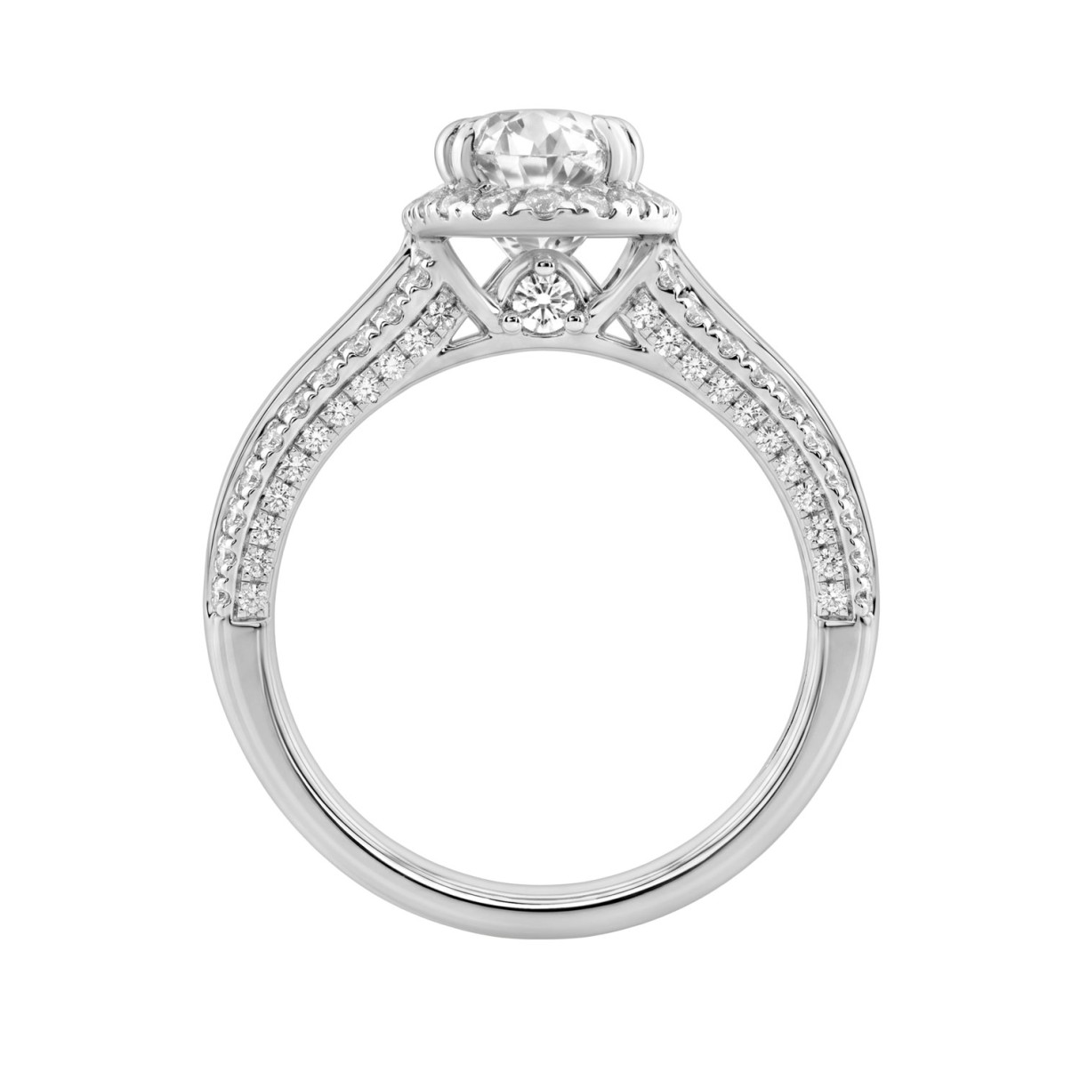 14K White Gold 3.00 Ct Diamond Halo Engagement Ring For Women Elongated 2Ct Oval Cut Center Stone With Round & Baguette Side Stones, Luxury Bridal Ring (Color F-G -Clarity Vs1/Vs2)