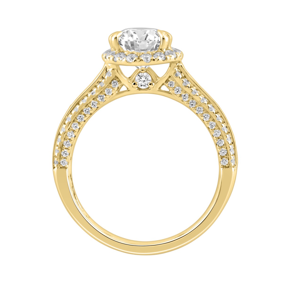 14K Yellow Gold 3.00 Ct Diamond Halo Engagement Ring For Women Elongated 2Ct Pear Cut Center Stone With Round & Baguette Side Stones, Luxury Bridal Ring (Color F-G -Clarity Vs1/Vs2)