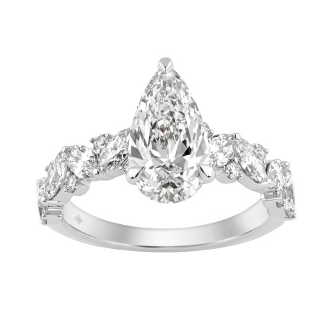 14K White Gold 3.00 Ct Diamond Halo Engagement Ring For Women Elongated 2Ct Pear Cut Center Stone With Round & Marquise Side Stones, Luxury Bridal Ring (Color F-G -Clarity Vs1/Vs2) 14K White Gold 3.00 Ct Diamond Halo Engagement Ring For Women Elongated 2Ct Pear Cut Center Stone With Round & Marquise Side Stones, Luxury Bridal Ring (Color F-G -Clarity Vs1/Vs2)