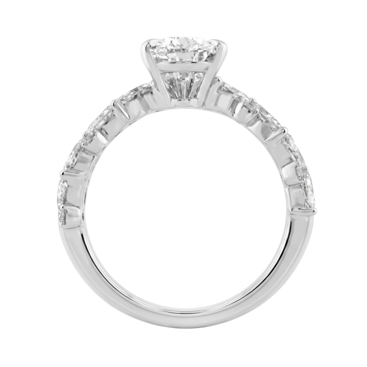 14K White Gold 3.00 Ct Diamond Halo Engagement Ring For Women Elongated 2Ct Pear Cut Center Stone With Round & Marquise Side Stones, Luxury Bridal Ring (Color F-G -Clarity Vs1/Vs2)