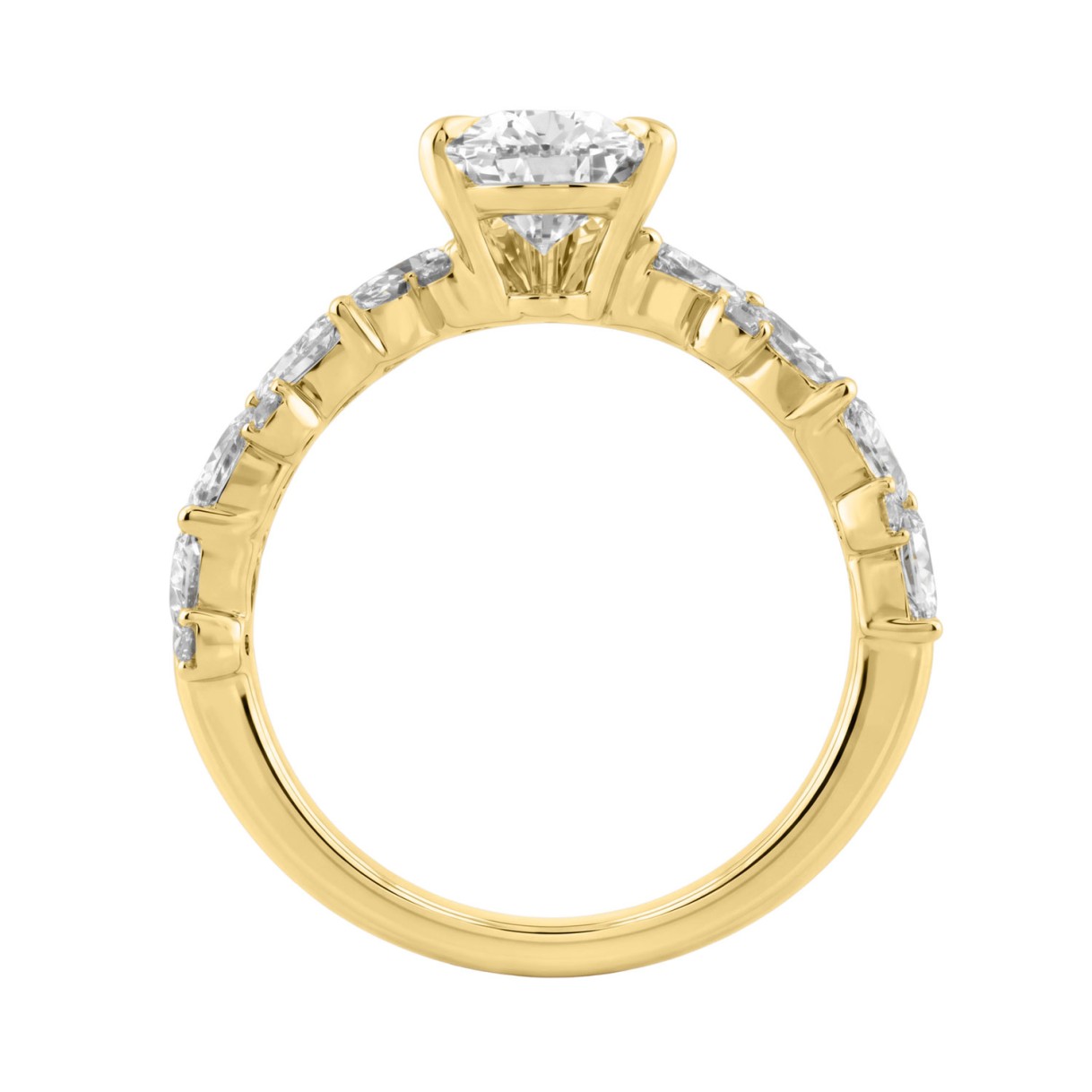14K Yellow Gold 3.00 Ct Diamond Halo Engagement Ring For Women Elongated 2Ct Pear Cut Center Stone With Round & Marquise Side Stones, Luxury Bridal Ring (Color F-G -Clarity Vs1/Vs2)