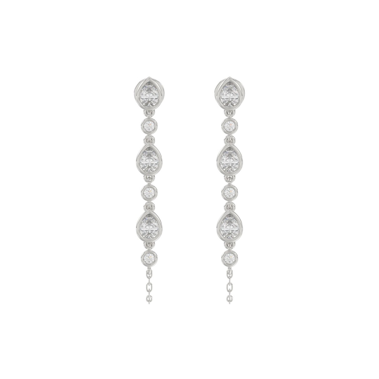 14K White Gold 1 3/4CT Round/Pear cut Diamond Elegant Ladies Earring (Color F-G -Clarity VS1/VS2)