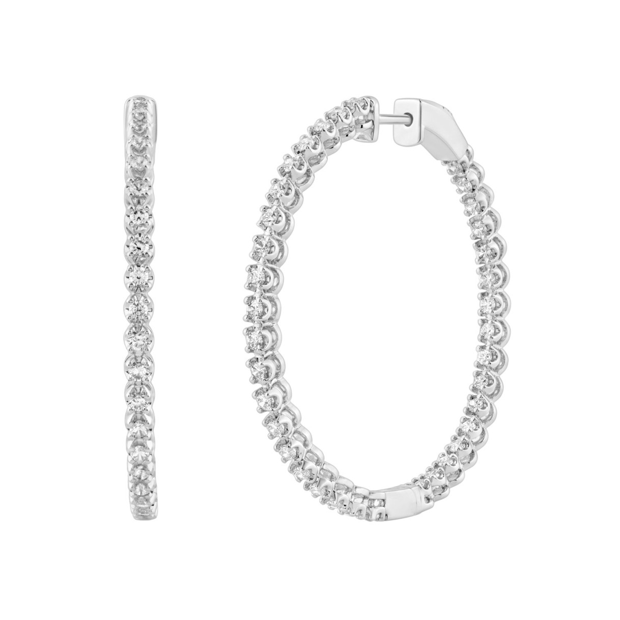 14K White Gold 5.00Ct Round Diamond Hoop Earrings  Elegant For Women Fine Jewelry (Color F-G Clarity Vs1/Vs2)