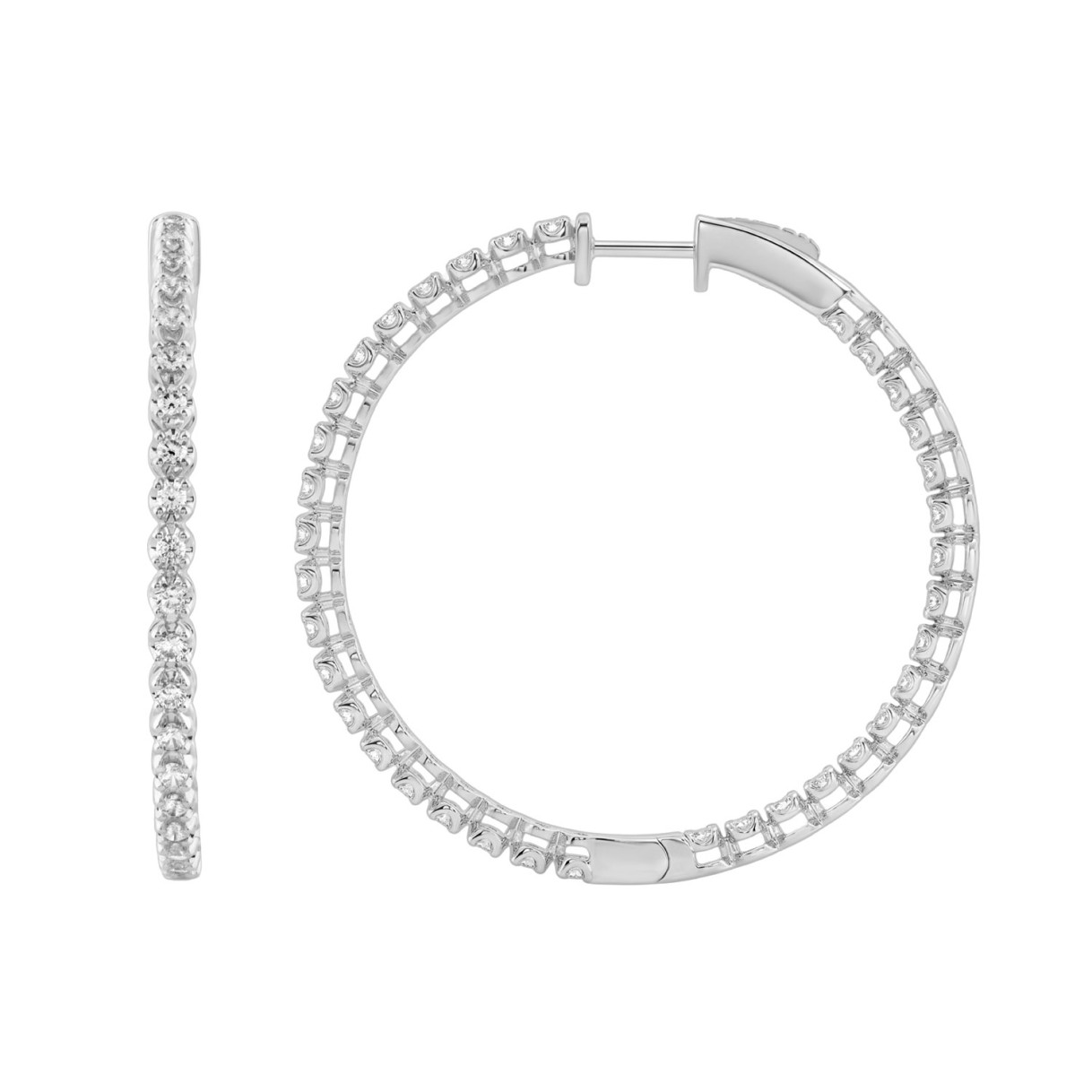 14K White Gold 5.00Ct Round Diamond Hoop Earrings  Elegant For Women Fine Jewelry (Color F-G Clarity Vs1/Vs2)