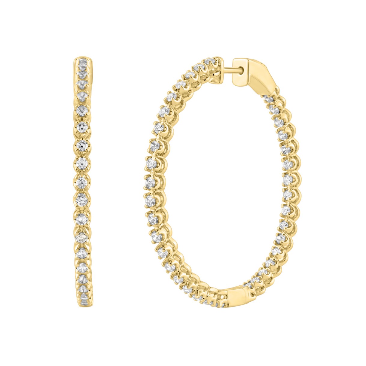 14K Yellow Gold 5.00Ct Round Diamond Hoop Earrings  Elegant For Women Fine Jewelry (Color F-G Clarity Vs1/Vs2)