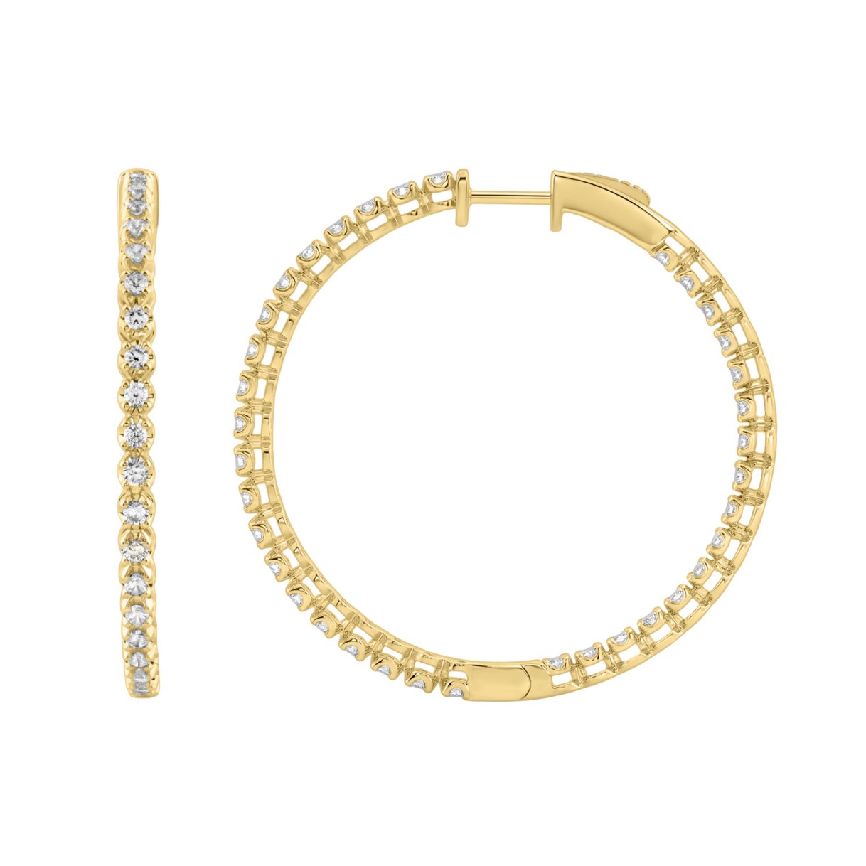 14K Yellow Gold 5.00Ct Round Diamond Hoop Earrings  Elegant For Women Fine Jewelry (Color F-G Clarity Vs1/Vs2)