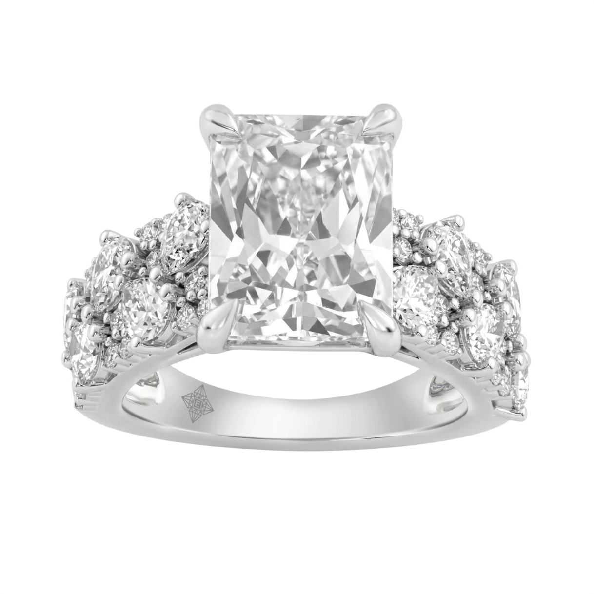Luxury 14K White Gold Diamond Ring 6 1/4Ct Radiant...