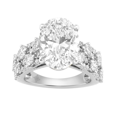 14K White Gold 6 1/4Ct Diamond Engagement Ring For Women 5Ct Oval Center Stone With Pear,& Round Side Stones, Luxury Bridal Ring (Color F-G -Clarity Vs1/Vs2) 14K White Gold 6 1/4Ct Diamond Engagement Ring For Women 5Ct Oval Center Stone With Pear,& Round Side Stones, Luxury Bridal Ring (Color F-G -Clarity Vs1/Vs2)