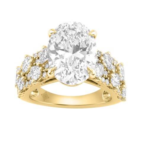 14K Yellow Gold 6 1/4Ct Diamond Engagement Ring For Women 5Ct Oval Center Stone With Pear,& Round Side Stones, Luxury Bridal Ring (Color F-G -Clarity Vs1/Vs2) 14K Yellow Gold 6 1/4Ct Diamond Engagement Ring For Women 5Ct Oval Center Stone With Pear,& Round Side Stones, Luxury Bridal Ring (Color F-G -Clarity Vs1/Vs2)
