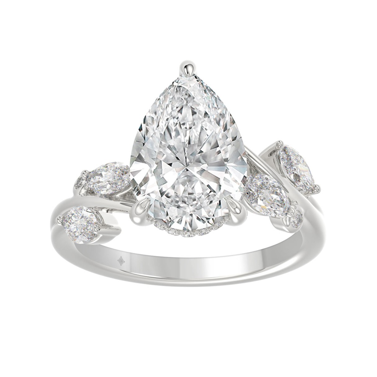 14K White Gold 4 1/2CT Diamond Ring With 4CT Pear-...