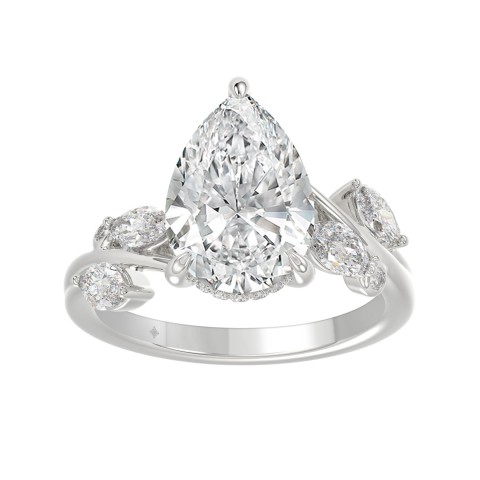 14K White Gold 4 1/2CT Diamond Ring With 4CT Pear-Shaped Center Stone And Marquise & Round Diamond For Engagements (Color F-G -Clarity VS1/VS2) 14K White Gold 4 1/2CT Diamond Ring With 4CT Pear-Shaped Center Stone And Marquise & Round Diamond For Engagements (Color F-G -Clarity VS1/VS2)