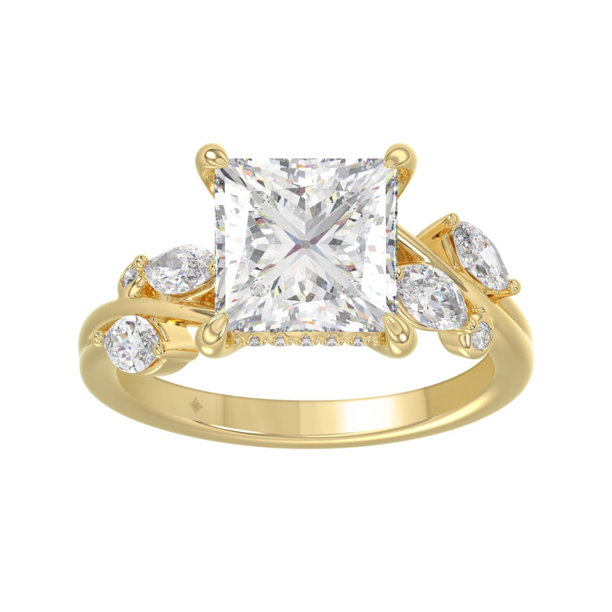 Luxury 14K Yellow Gold 4 1/2CT Lab Grown Princess ...