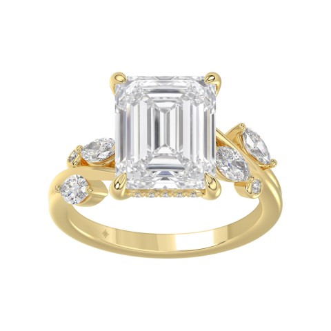 Luxury 14K Yellow Gold 4 1/2CT Lab-Grown Diamond Ring 4CT Emerald Center With Marquise & Round Side Stones For Women Engagement Ring (Color F-G -Clarity Vs1/Vs2) Luxury 14K Yellow Gold 4 1/2CT Lab-Grown Diamond Ring 4CT Emerald Center With Marquise & Round Side Stones For Women Engagement Ring (Color F-G -Clarity Vs1/Vs2)