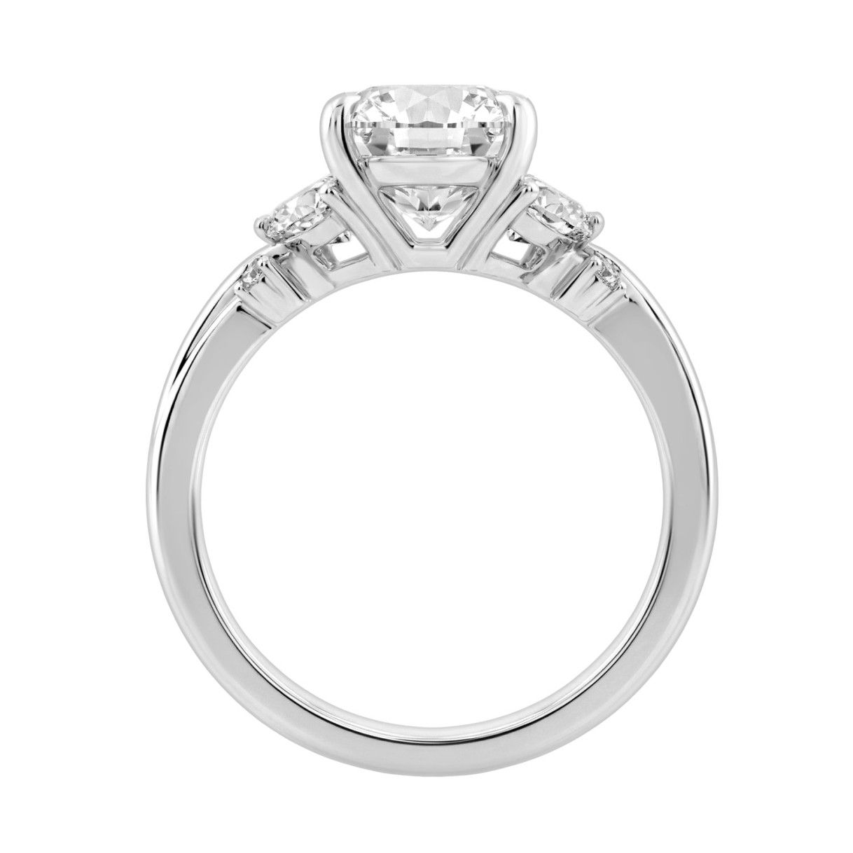 14K White Gold 3 1/2Ct Lab-Grown Diamond Engagement Ring For Women 3Ct Pear Center With Marquise & Round Side Stones, Elegant Bridal Ring (Color F-G -Clarity Vs1/Vs2)