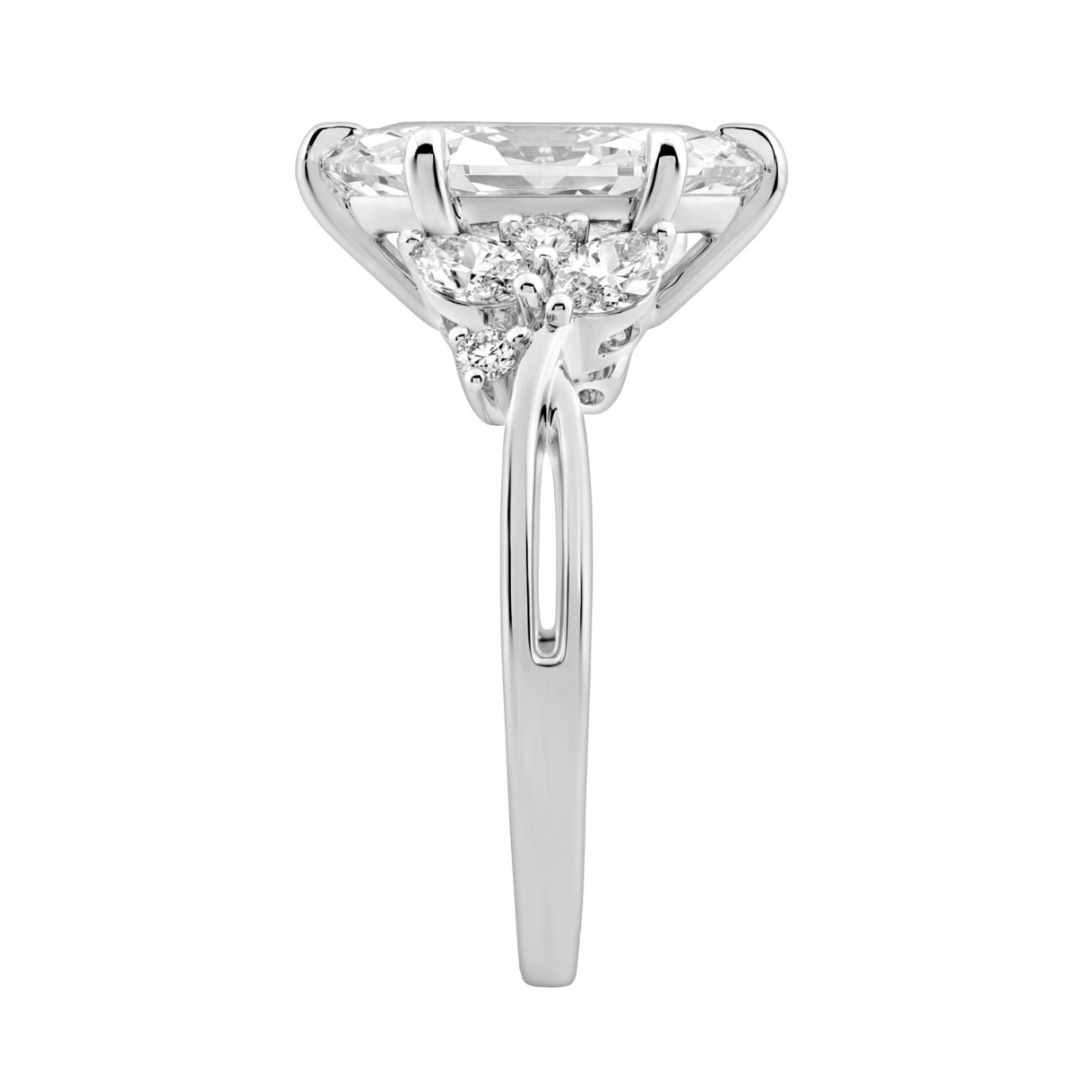 14K White Gold 3 1/2Ct Lab-Grown Diamond Engagement Ring For Women 3Ct Marquise Center With Round Side Stones, Elegant Fashion Bridal Ring (Color F-G -Clarity Vs1/Vs2)