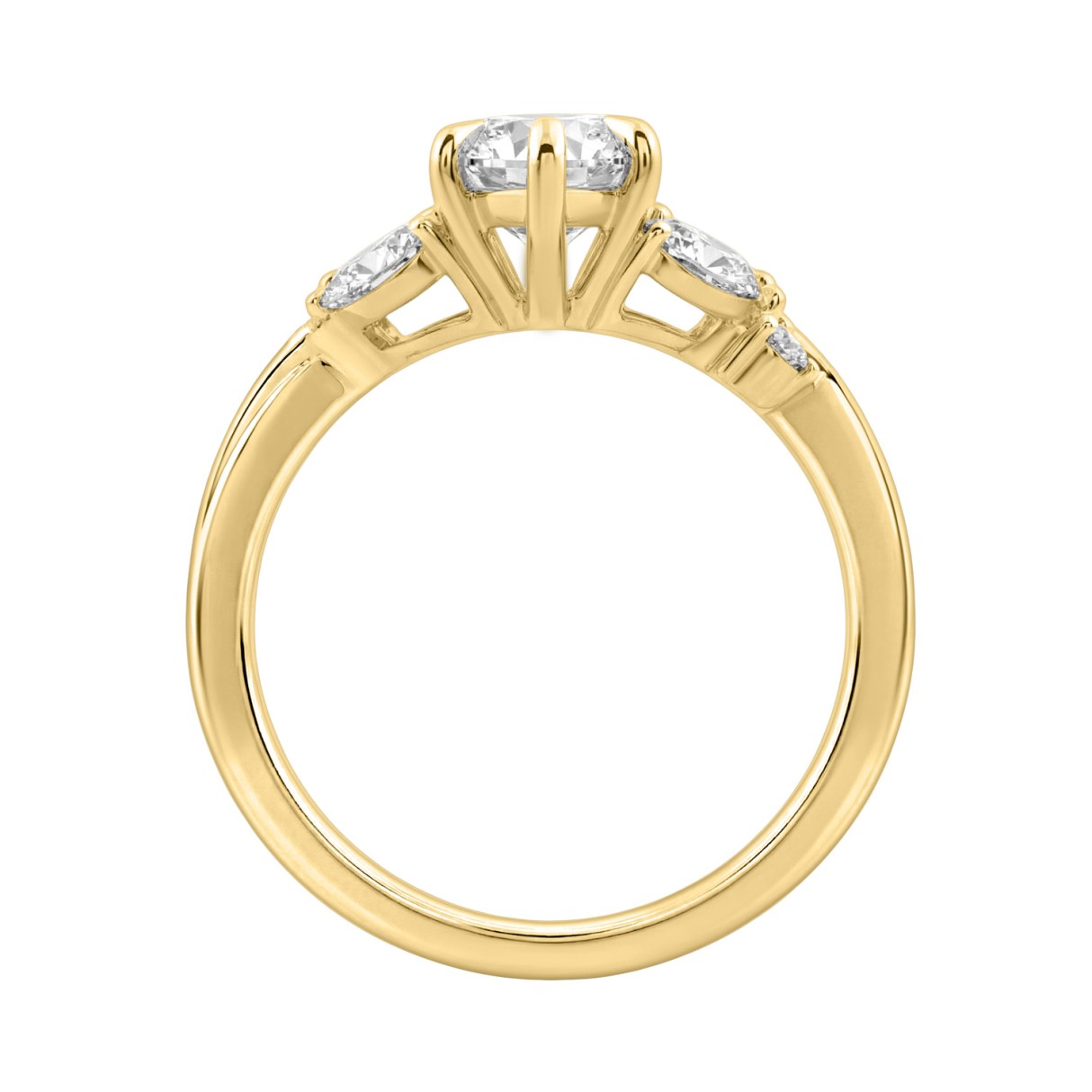 14K Yellow Gold 3 1/2Ct Lab-Grown Diamond Engagement Ring For Women 3Ct Marquise Center With Round Side Stones, Elegant Fashion Bridal Ring (Color F-G -Clarity Vs1/Vs2)