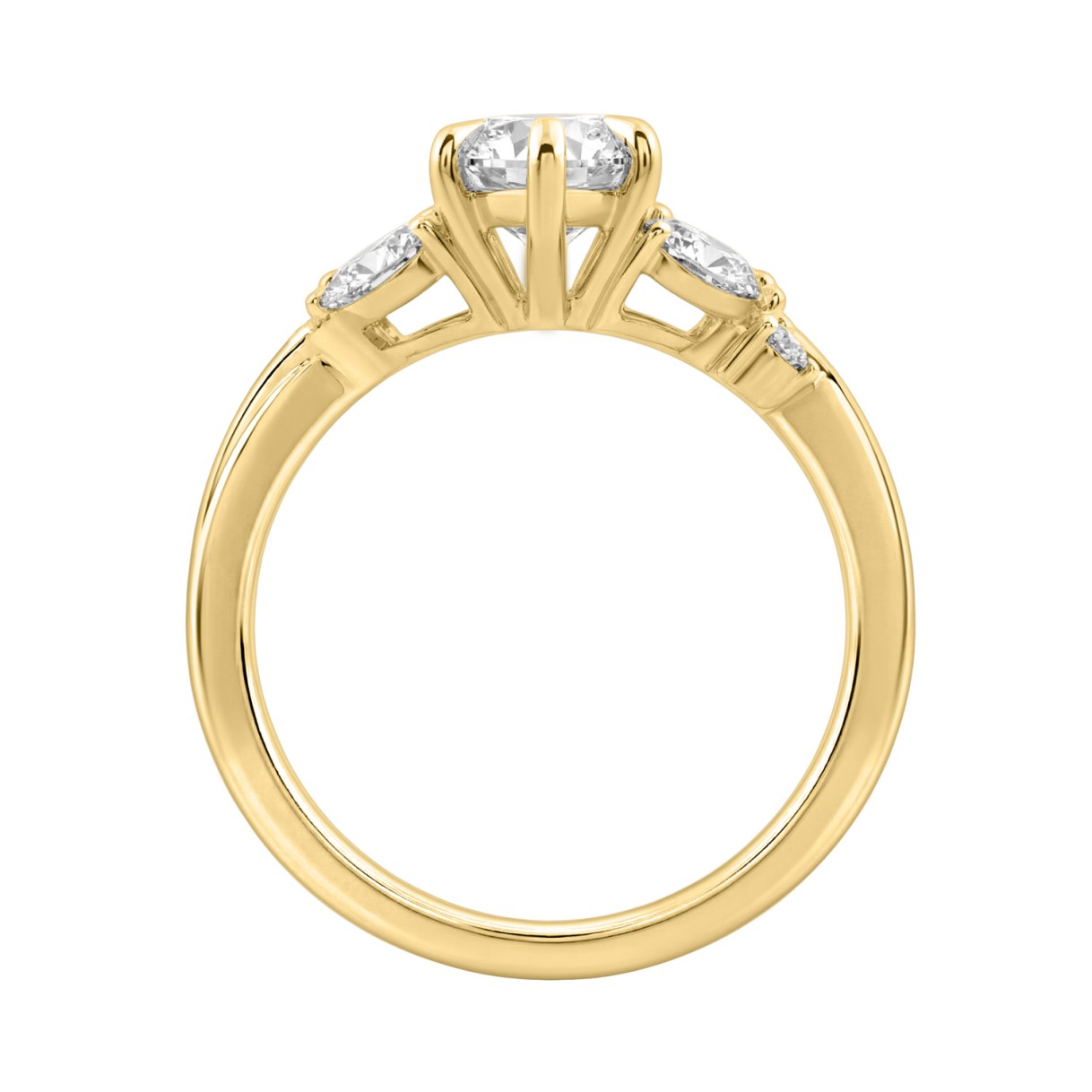 14K Yellow Gold 3 1/2Ct Lab-Grown Diamond Engagement Ring For Women 3Ct Marquise Center With Round Side Stones, Elegant Fashion Bridal Ring (Color F-G -Clarity Vs1/Vs2)